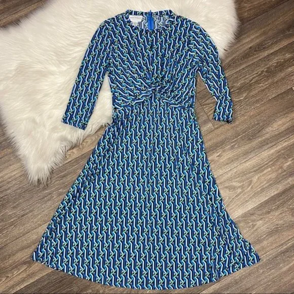 Donna Morgan | Dresses | Donna Morgan Blue Geometric Twist Jersey Dress |  Poshmark